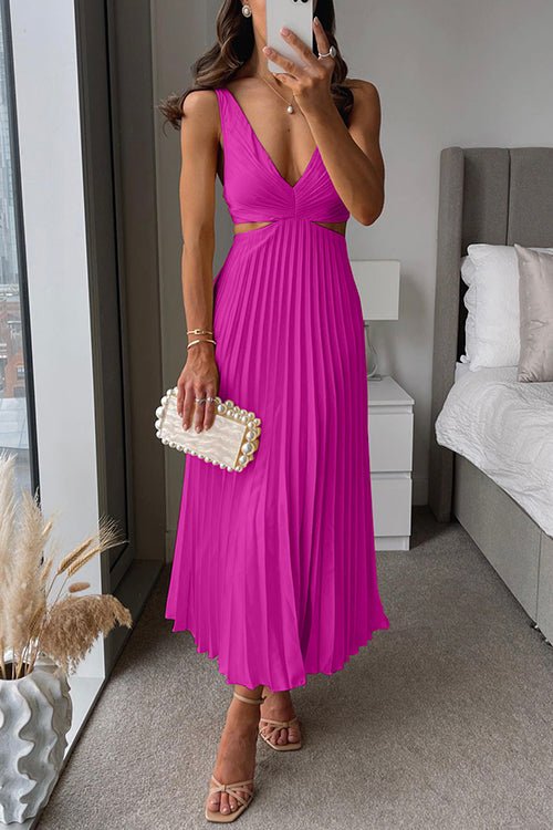 Laure | Elegante Vestido con Cuello en V y Plisado para Mujer
