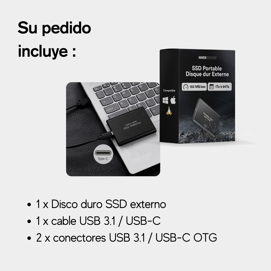 SSD Portátil  Disco duro Externo | 1 TB a 64 TB | Aldercrest