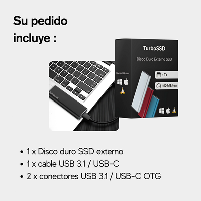 Disco duro externo SSD 1 TB a 64 TB | TurboSSD