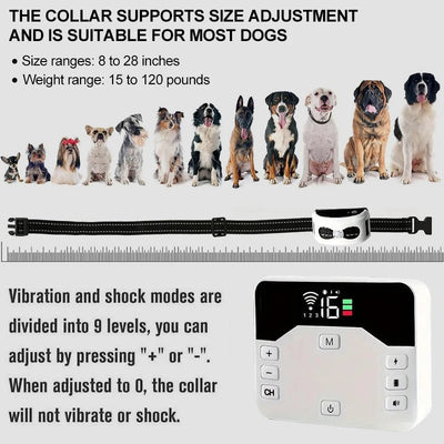 Valla Inalámbrica & Collar de Adiestramiento para Perros 2 en 1 - PawGuard