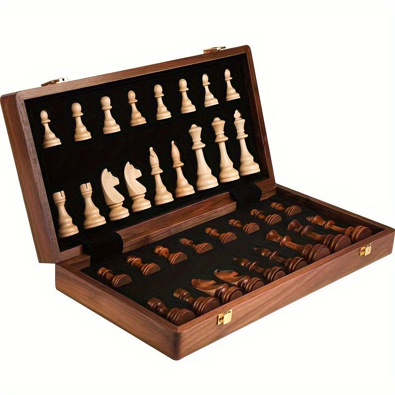 Juego de Ajedrez de Madera Maciza Premium – Tablero Plegable