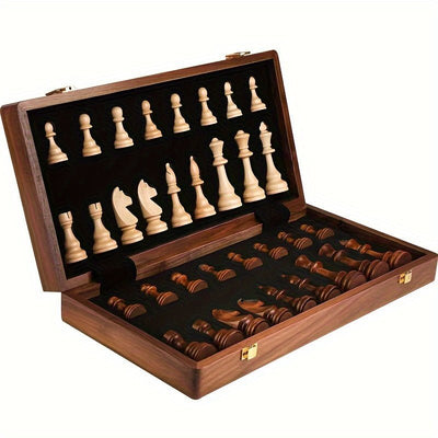 Juego de Ajedrez de Madera Maciza Premium – Tablero Plegable