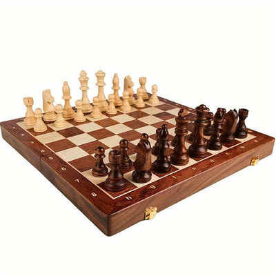 Juego de Ajedrez de Madera Maciza Premium – Tablero Plegable